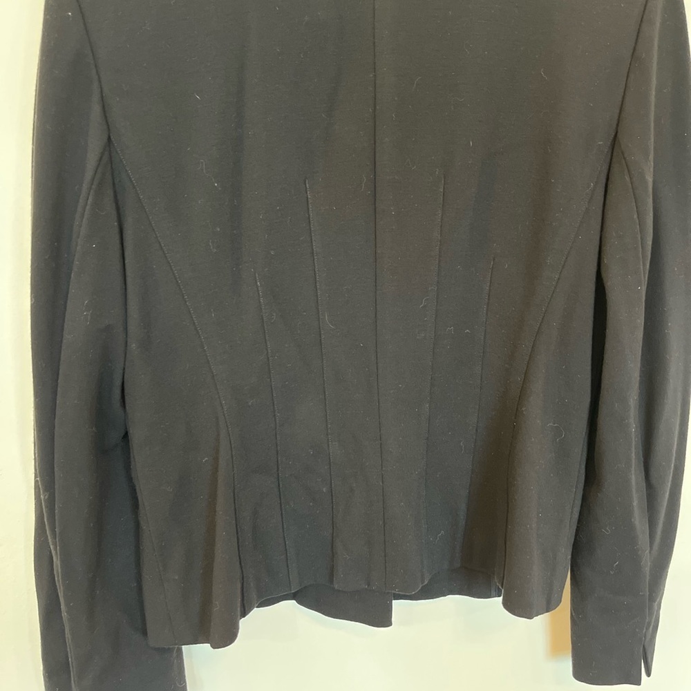 Talbots Italian Fabric Pleated Jacket Womens Size 8 Black Snaps Collard - Picture 6 of 6